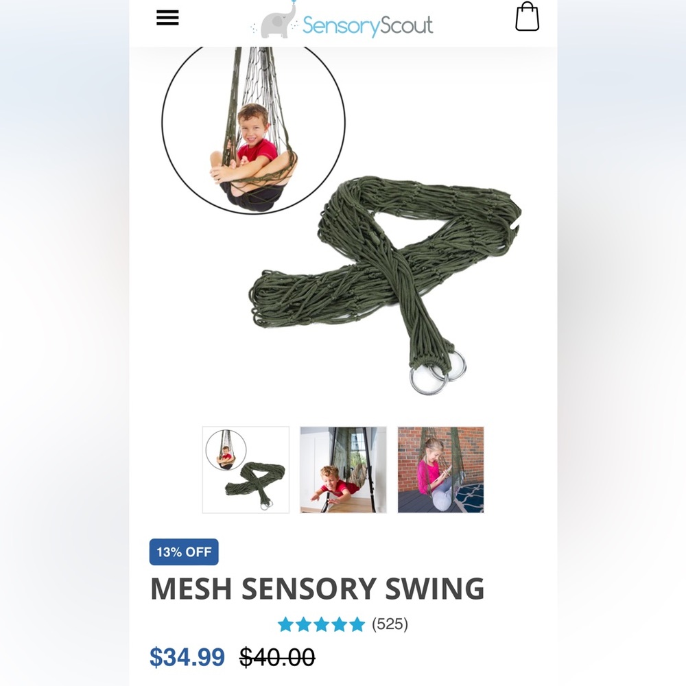Sensory Scout Sensory Swing -new in bag.